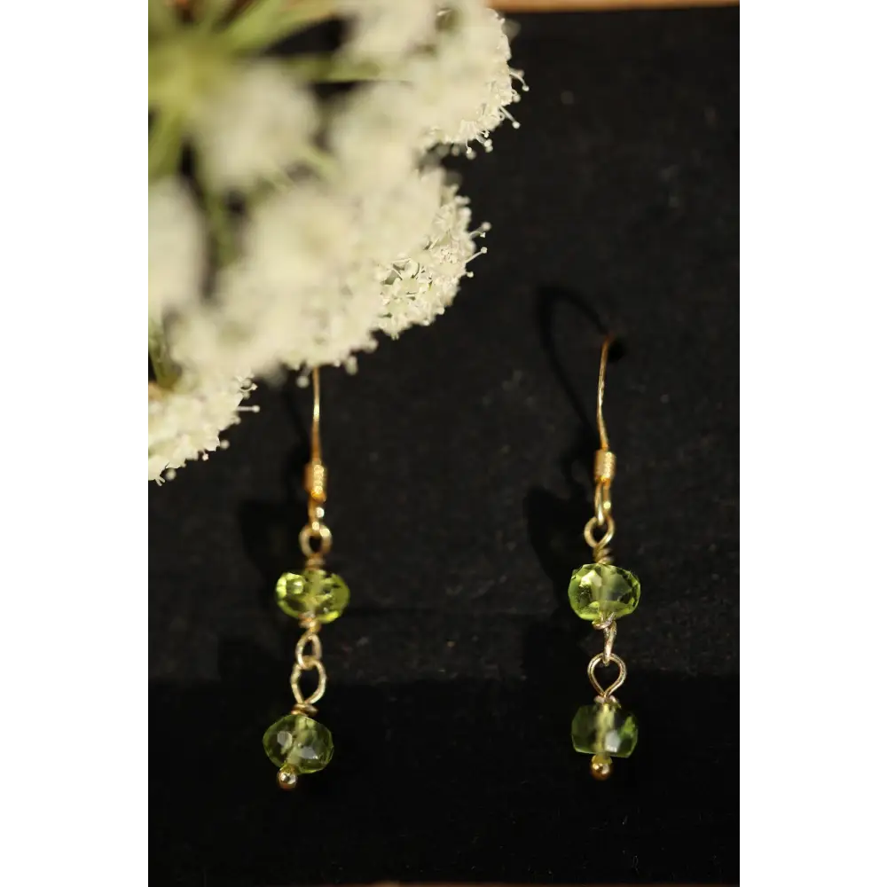 Pendientes Piedra Peridoto Chapado Oro 18kl