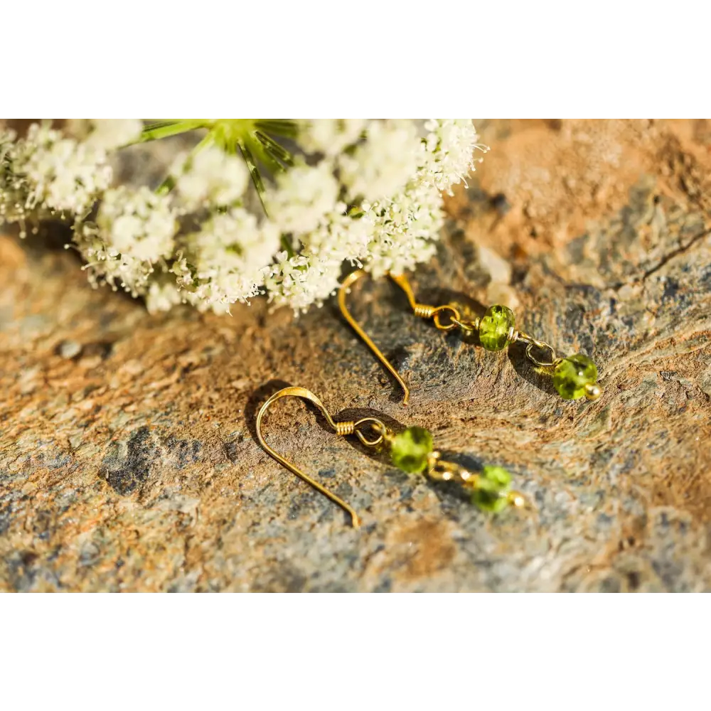 Pendientes Piedra Peridoto Chapado Oro 18kl - Pendientes