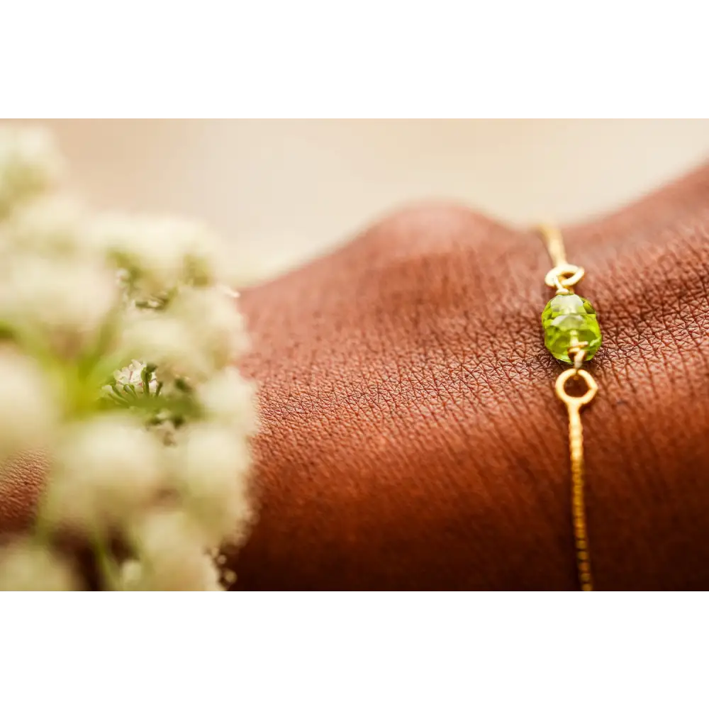 Pulsera Piedra Peridoto Chapado Oro 18kl - Pulsera